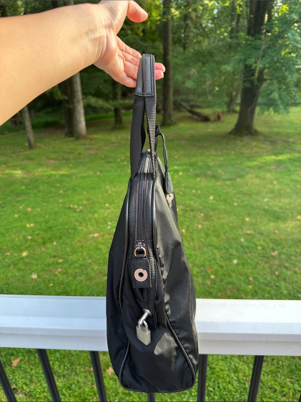 PRADA Tessuto Nylon Black Business Tote Bag Authentic with Silver Hardware - Picture 6 of 16